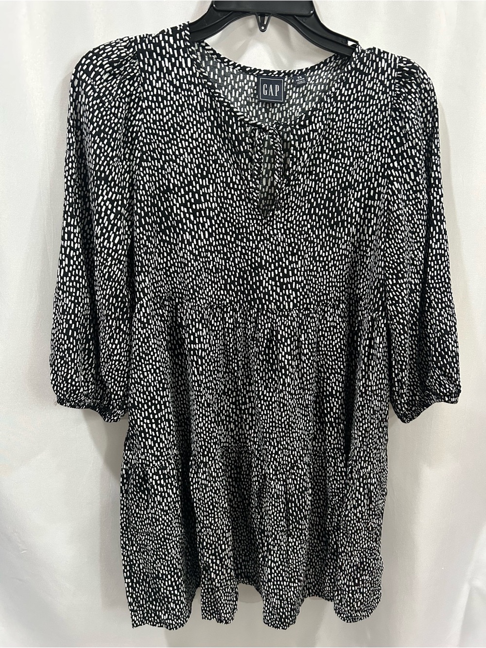 GAP Black & White Dotted Babydoll tiered dress LN